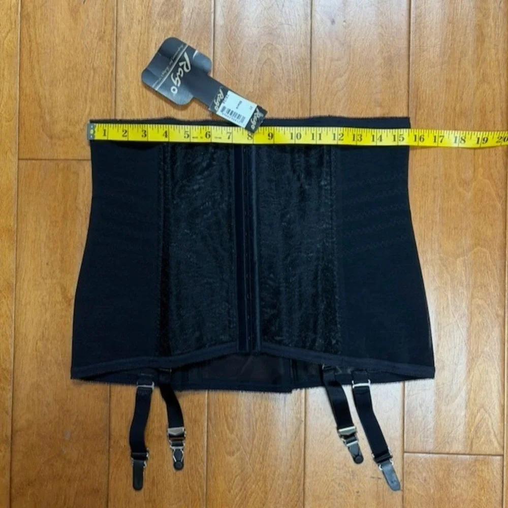 Rago Waist Cincher Garter Belt 2X/34 Black Lace NWT Shapewear USA Style 21